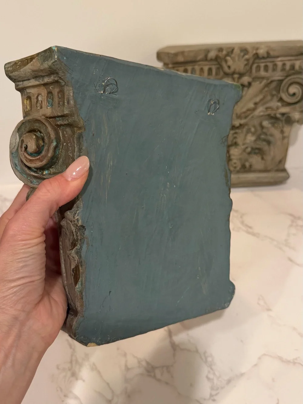 Pair Corinthian Wall Shelves Corbels Faux Stone Architectural Neoclassical Decor